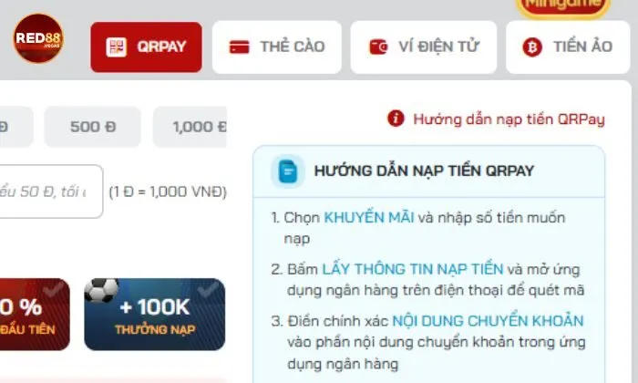 Red88 mang đến cho người chơi trải nghiệm nạp và rút tiền cực kỳ nhanh chóng