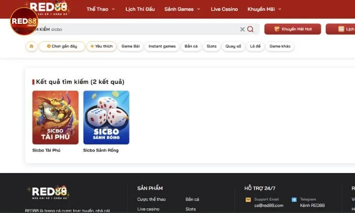 Sicbo Tài Phú Red88 là lựa chọn giải trí đáng thử tại nhà cái 